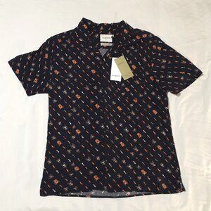 Goodfellow & Co Button Shirt Short Sleeve Mens Med Swimming Pool Beach Navy NWT